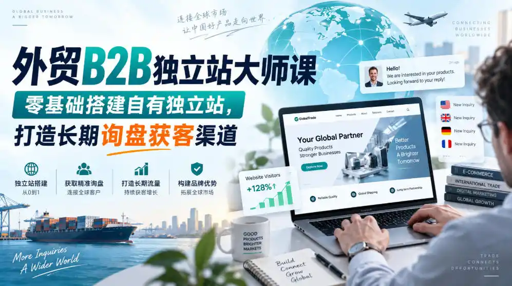 外贸B2B独立站大师课，零基础搭建自有独立站，打造长期询盘获客渠道-百盟网