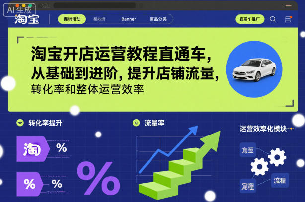 淘宝开店运营教程直通车，从基础到进阶，提升店铺流量，转化率和整体运营效率(更新26年4月10日)-百盟网