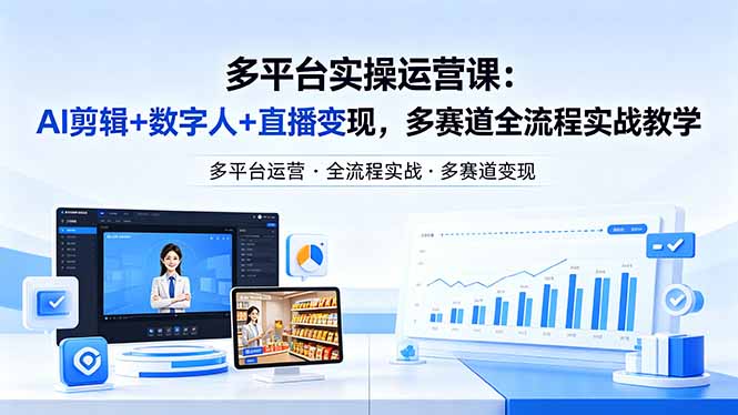 某团队多平台实操运营课-更新26年4月29：AI剪辑+数字人+直播变现，多赛道全流程实战教学-百盟网