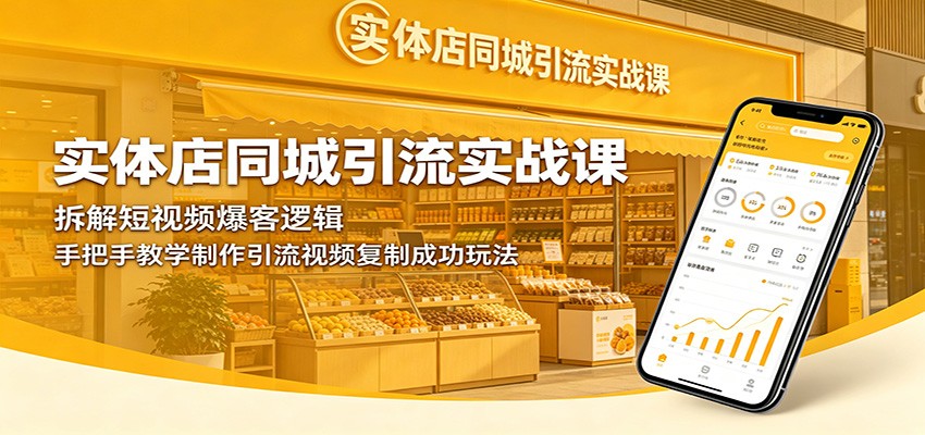 实体店同城引流实战课:拆解短视频爆客逻辑,手把手教学制作引流视频复制成功玩法-百盟网