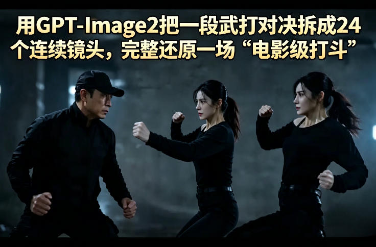 用GPT-Image2把一段武打对决拆成24个连续镜头,完整还原一场“电影级打斗”-百盟网
