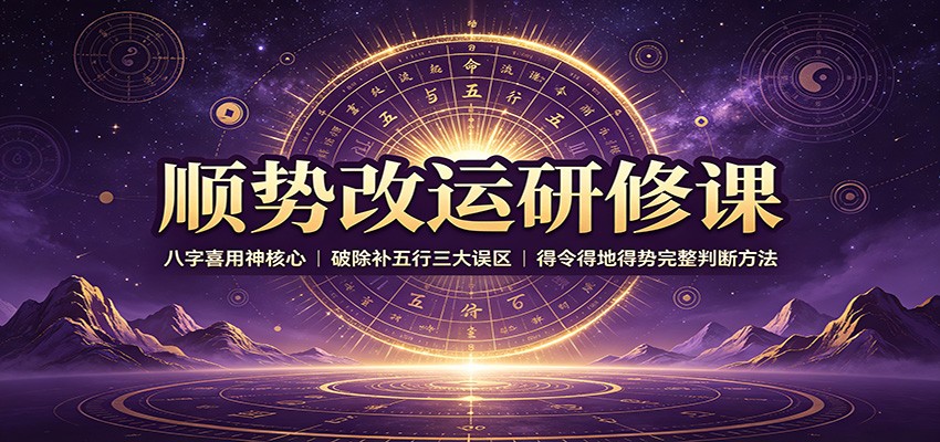 顺势改运研修课:八字喜用神核心,破除补五行三大误区,得令得地得势完整判断方法-百盟网