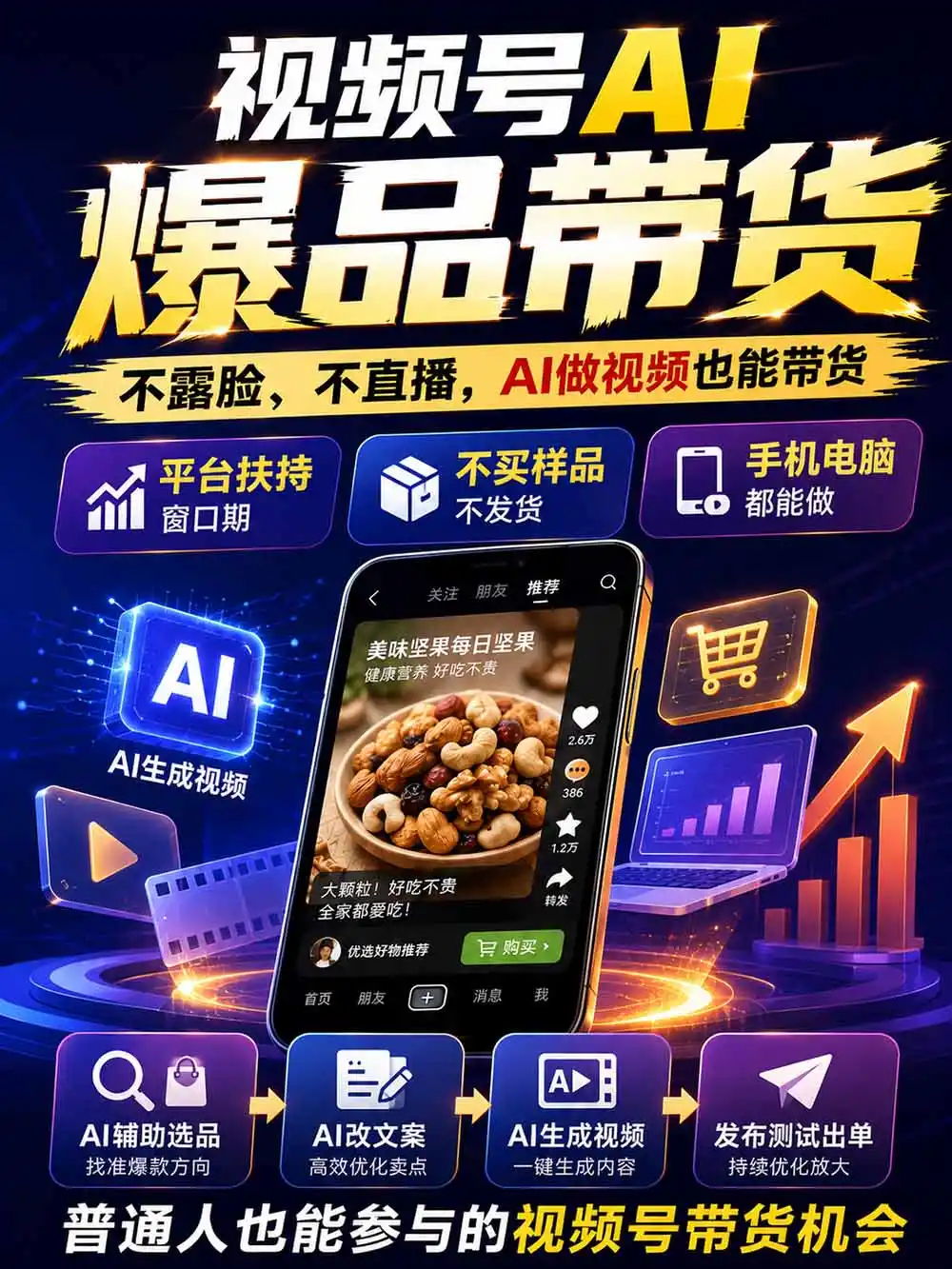 2026视频号AI爆品带货训练营-9月开课｜不露脸不直播，AI做视频发视频号，有人下单，你赚佣金，轻松单日佣金1000+