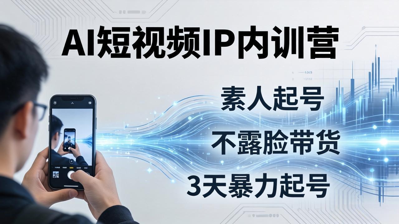 2026AI短视频IP内训营-更新:从素人起号到不露脸带货,3天暴力起号全流程拆解-百盟网