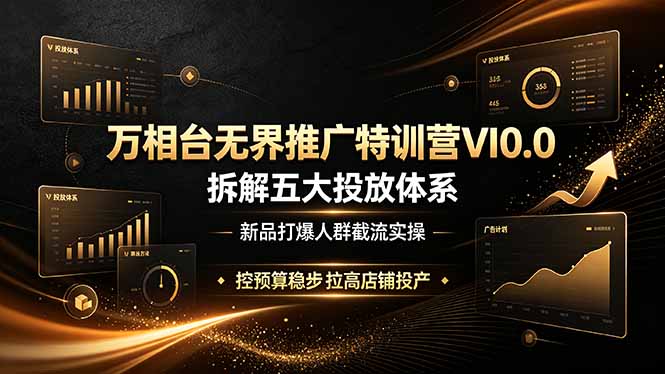 万相台无界推广特训营VI0.0,拆解五大投放体系,新品打爆人群截流实操,控预算稳步拉高店铺投产-百盟网