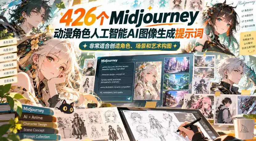 426个Midjourney动漫角色人工智能AI图像生成提示词,非常适合创造角色、场景和艺术构图 426个Midjourney动漫角色人工智能AI图像生成提示词,非常适合创造角色、场景和艺术构图