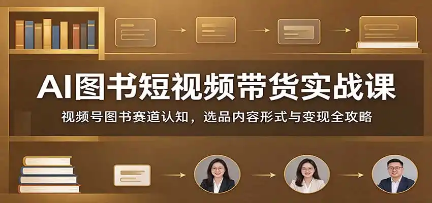 AI图书短视频带货实战课：视频号图书赛道认知，选品内容形式与变现全攻略-百盟网