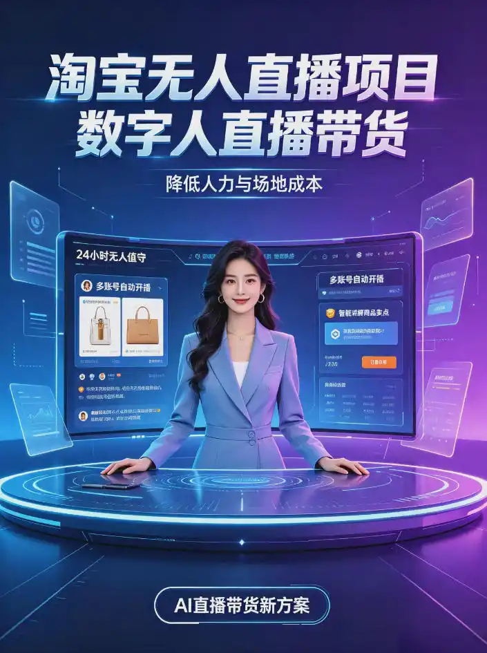 淘宝AI无人直播带货，24小时自动开播低门槛副业，无需真人长时间出镜，持续引流出单【揭秘】-百盟网