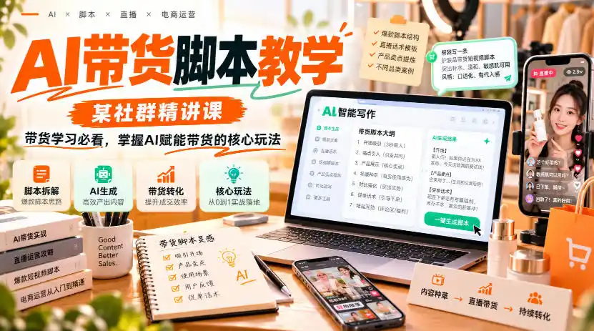AI带货脚本教学,某社群精讲课,带货学习必看,掌握AI赋能带货的核心玩法-百盟网