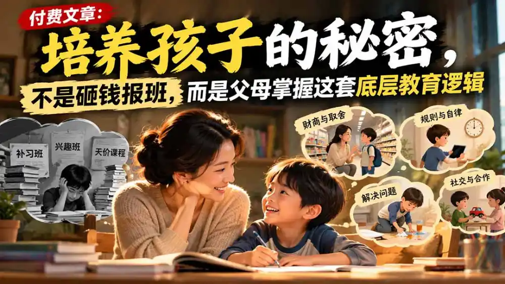 付费文章:培养孩子的秘密,不是砸钱报班,而是父母掌握这套底层教育逻辑-百盟网