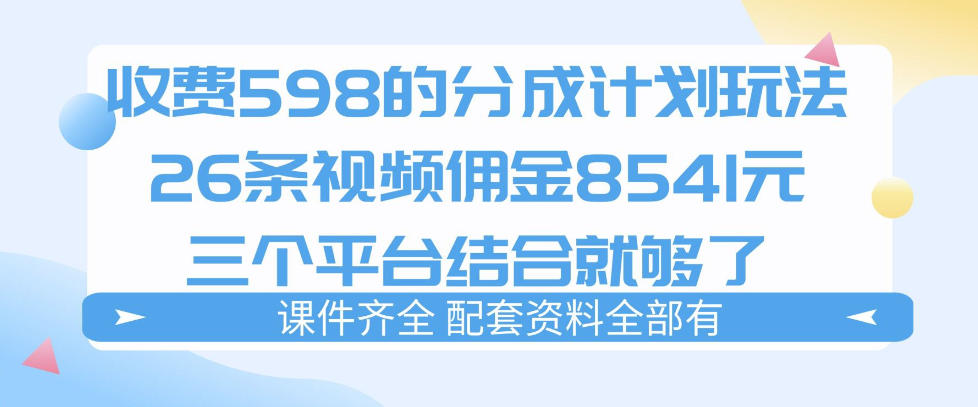 拆解外面收费1980的分成计划猫咪vlog玩法，三天佣金8541(仅供参考)-百盟网