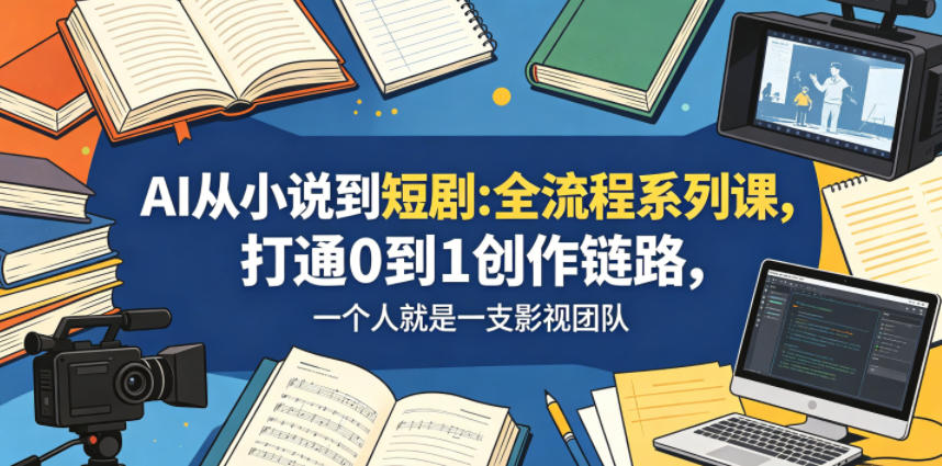AI从小说到短剧全流程系列课，打通0到1创作链路，一个人就是一支影视团队-百盟网