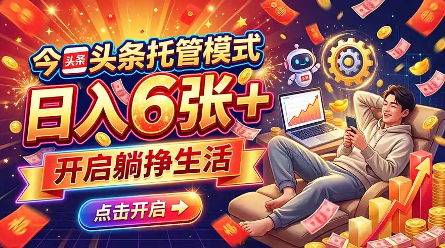 今日头条AI托管模式,每天5分钟,最高月入5000+,操作超简单,零门槛-百盟网