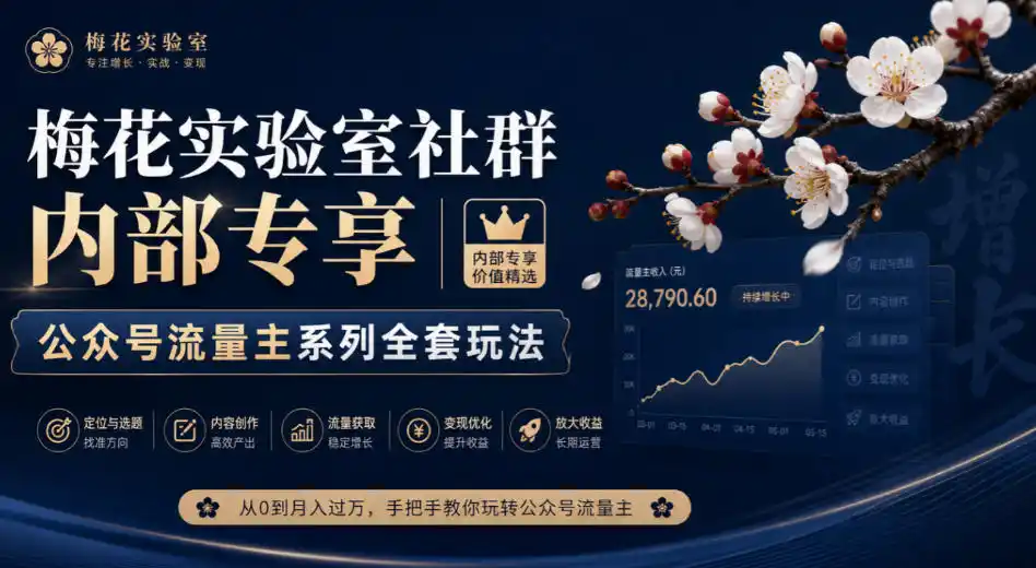 梅花实验室社群内部专享-公众号流量主系列全套玩法-百盟网