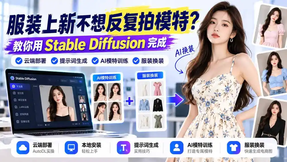 服装上新不想反复拍模特?教你用Stable Diffusion完成云端部署、提示词生成、AI模特训练与换装-百盟网