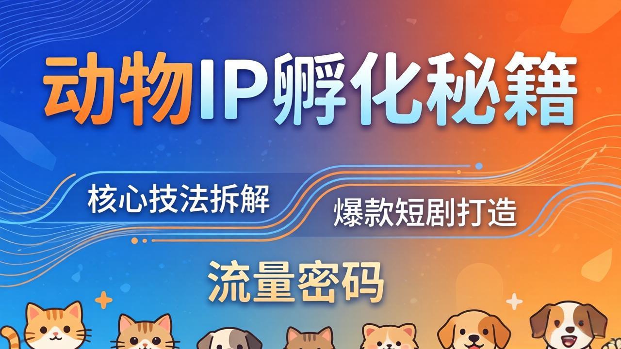 动物IP孵化全套秘籍，三大核心技法拆解，打造爆款萌宠短剧，轻松拿捏赛道流量密码-百盟网