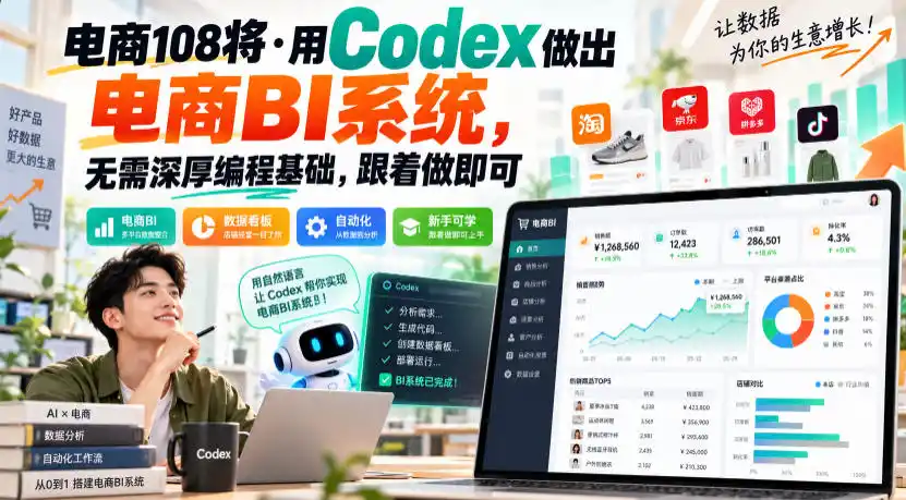 电商108将·用Codex做出电商BI系统，无需深厚编程基础，跟着做即可(更新1026)-百盟网