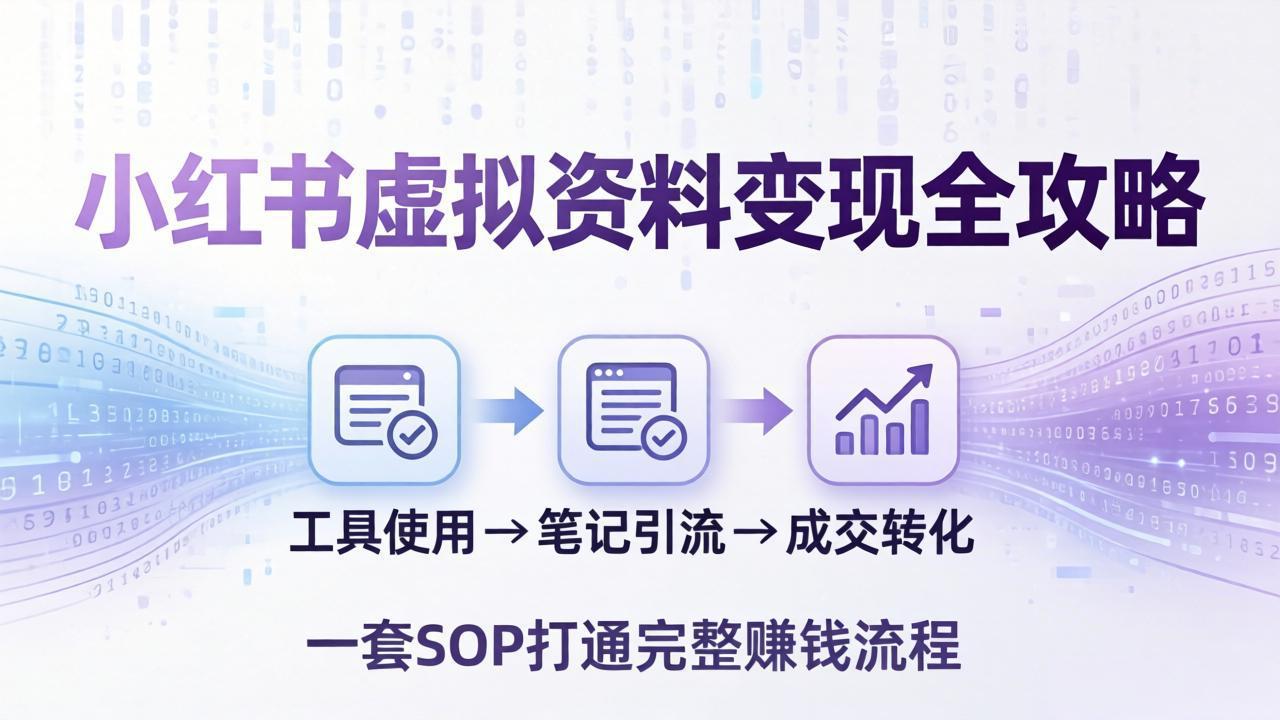 小红书虚拟资料变现全攻略：从工具使用到笔记引流成交，一套 SOP 打通完整赚钱流程-百盟网