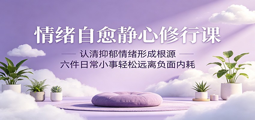 情绪自愈静心修行课：认清抑郁情绪形成根源，六件日常小事轻松远离负面内耗-百盟网