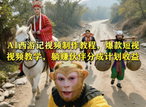 AI西游记视频制作教程,爆款短视频教学,躺賺伙伴分成计划收益-百盟网