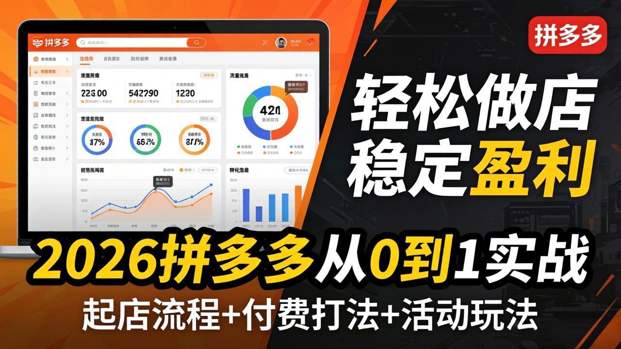 2026拼多多从0到1实战-4月更新：最新起店流程+付费打法+活动玩法，轻松做店稳定盈利-百盟网