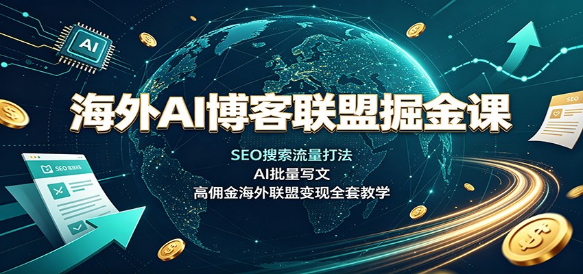海外AI博客联盟掘金课:SEO搜索流量打法,AI批量写文,高佣金海外联盟变现全套教学-百盟网
