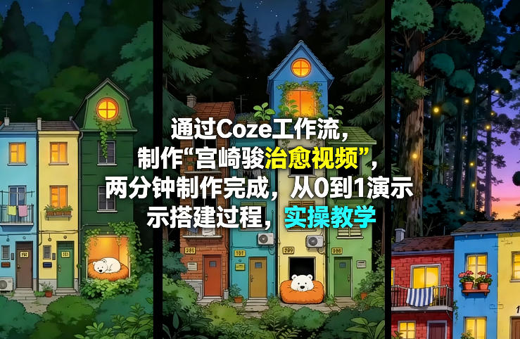 通过Coze工作流制作《宫崎骏治愈视频》，两分钟制作完成，从0到1演示搭建过程，实操教学-百盟网