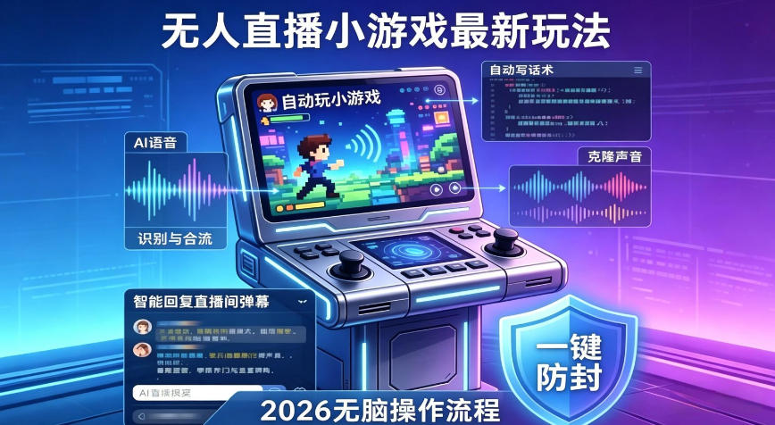 2026年AI无人直播小游戏全流程,不违规不封号,开启创业副业增收之路,小白月入1w+【揭秘】-百盟网