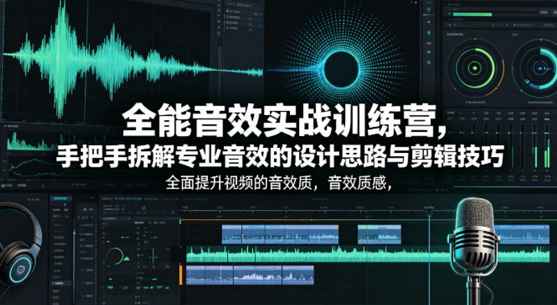 全能音效实战训练营，手把手拆解专业音效的设计思路与剪辑技巧，全面提升视频的音效质感-百盟网