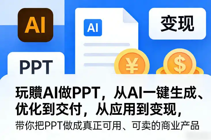玩賺AI做PPT,从AI一键生成、优化到交付,从应用到变现,带你把PPT做成真正可用、可卖的商业产品(更新0904)-百盟网
