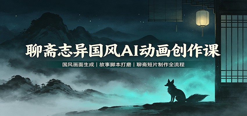 聊斋志异国风AI动画创作课:国风画面生成,故事脚本打磨,聊斋短片制作全流程-百盟网