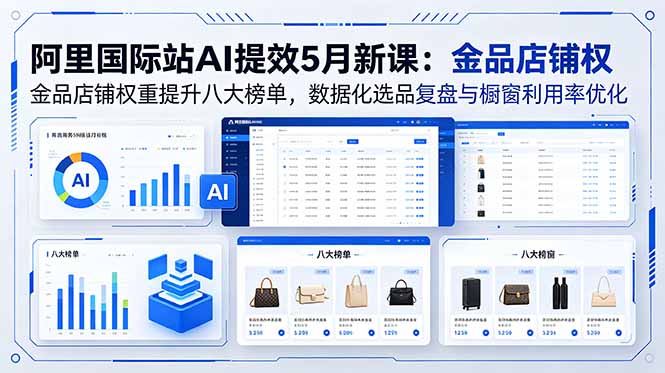 阿里国际站AI提效5月新课：金品店铺权重提升八大榜单，数据化选品复盘与橱窗利用率优化-百盟网