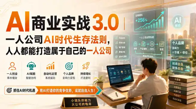 AI商业实战3.0|一人公司AI时代生存法则,人人都能打造属于自己的一人公司-百盟网