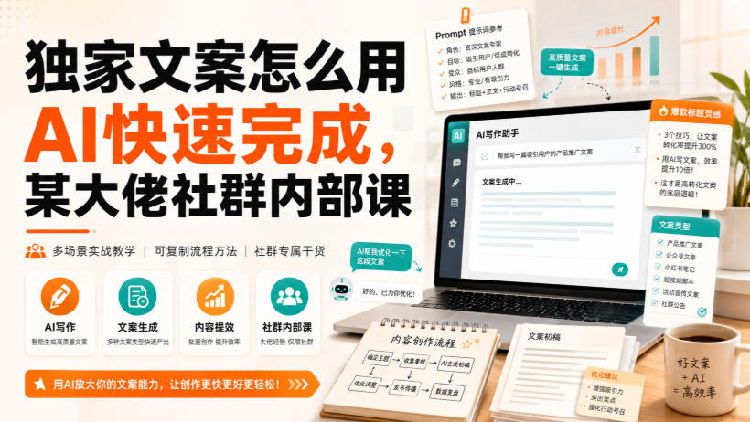 独家文案怎么用AI快速完成，某大佬社群内部课-百盟网