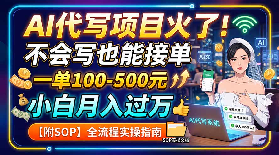 AI代写项目火了!不会写也能接单,一单100-500元,小白月入过万【附SOP】 AI代写项目火了!不会写也能接单,一单100-500元,小白月入过万【附SOP】