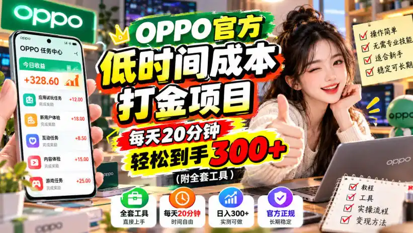 OPPO官方低时间成本打金项目,每天20分钟,轻松到手300+(附全套工具)【揭秘】 OPPO官方低时间成本打金项目,每天20分钟,轻松到手300+(附全套工具)【揭秘】