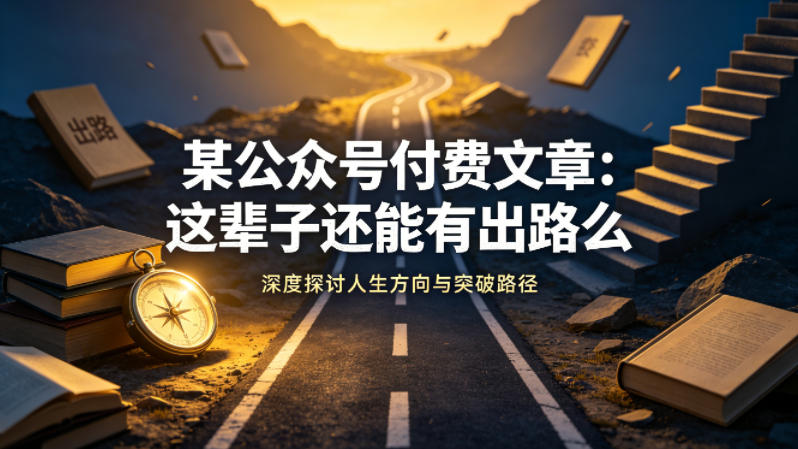 某公众号付费文章:这辈子还能有出路么-百盟网