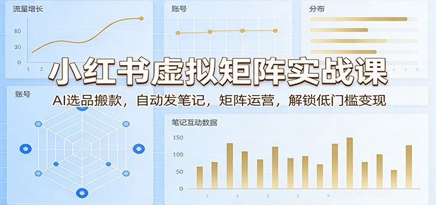 小红书虚拟矩阵实战课:AI选品搬款,自动发笔记,矩阵运营,解锁低门槛变现-百盟网