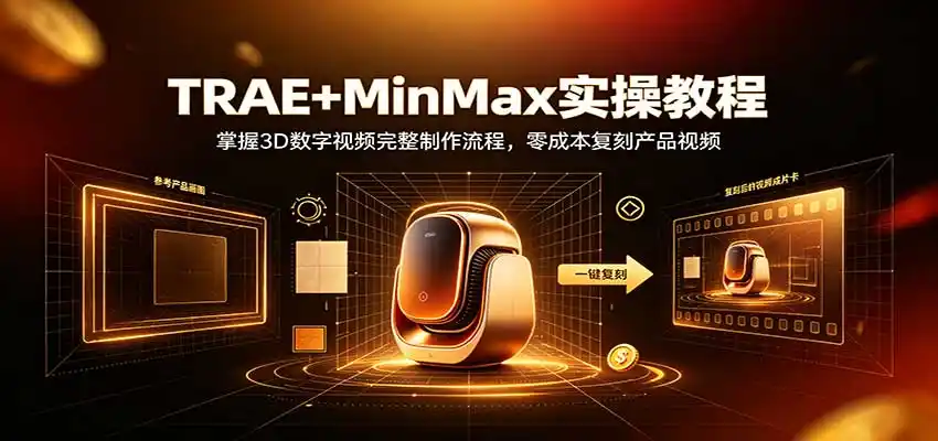 TRAE+MinMax实操教程：3D数字视频完整制作流程，零成本复刻产品视频-百盟网