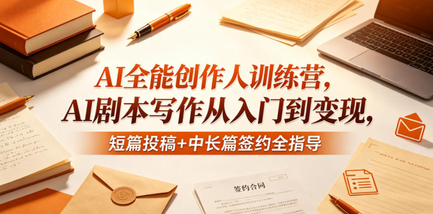 AI全能创作人训练营，AI剧本写作从入门到变现，短篇投稿+中长篇签约全指导-百盟网