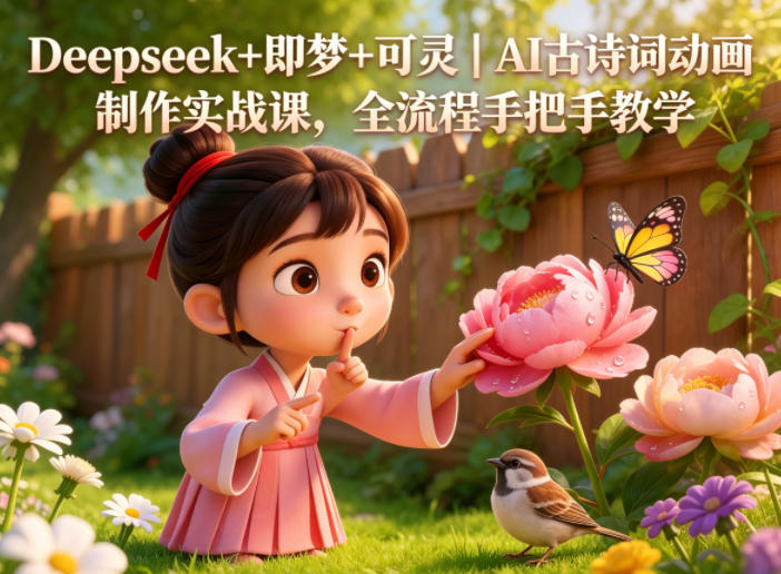 Deepseek+即梦+可灵|AI古诗词动画制作实战课,全流程手把手教学-百盟网