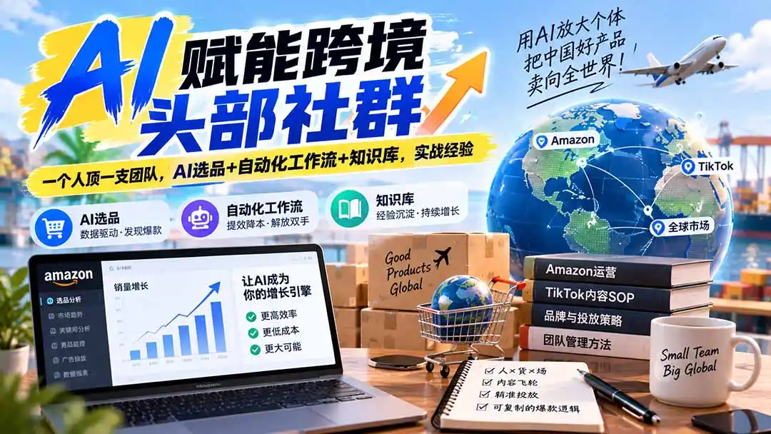 AI赋能跨境头部社群-更新9月:一个人顶一支团队,AI选品+自动化工作流+知识库,实战经验-百盟网