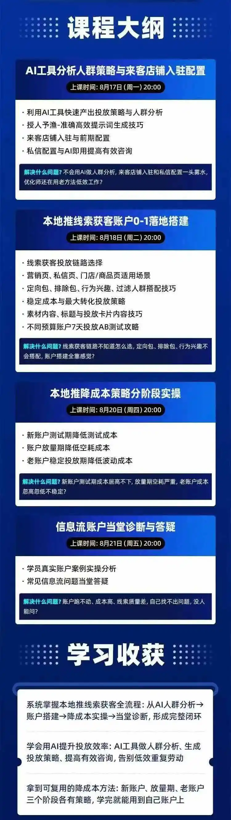 2026巨量AD本地推线索获客全流程实战课-33期更新1027：AI人群分析、账户搭建、7天测试、分阶段降本与投放优化