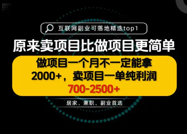 一单利润700-2.5K+，为什么我们要卖项目而不是做项目，我们普通人应该怎样开始？【揭秘】-百盟网