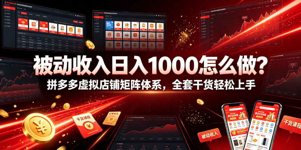 被动收入日入1000怎么做?拼多多虚拟店铺矩阵体系,全套干货轻松上手【揭秘】-百盟网