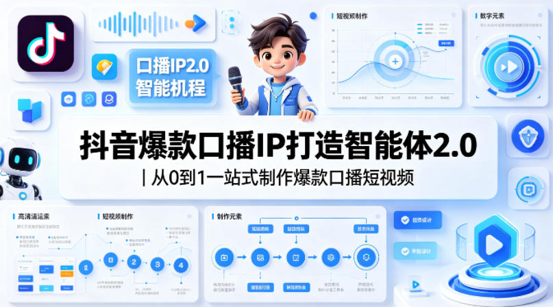 抖音爆款口播IP打造智能体2.0｜从0到1一站式制作爆款口播短视频-百盟网