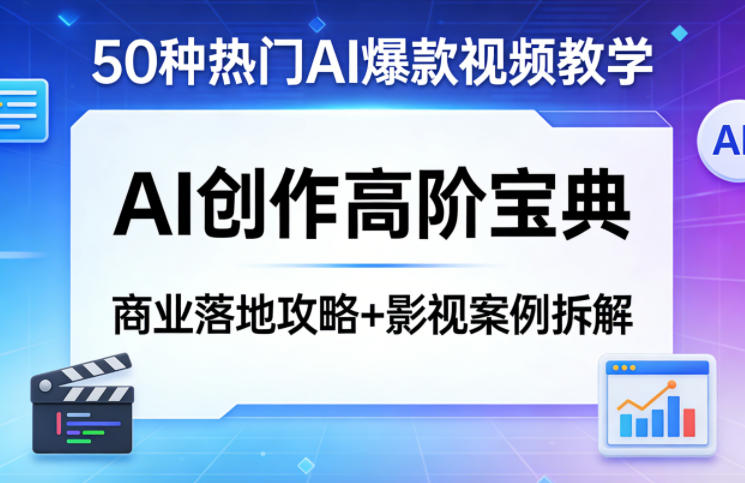 50种热门AI爆款视频教学，AI创作高阶宝典，商业落地攻略+影视案例拆解-百盟网