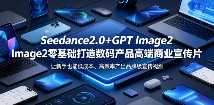 Seedance2.0+GPT Image2零基础打造数码产品高端商业宣传片,让新手也能低成本、高效率产出品牌级宣传视频-百盟网