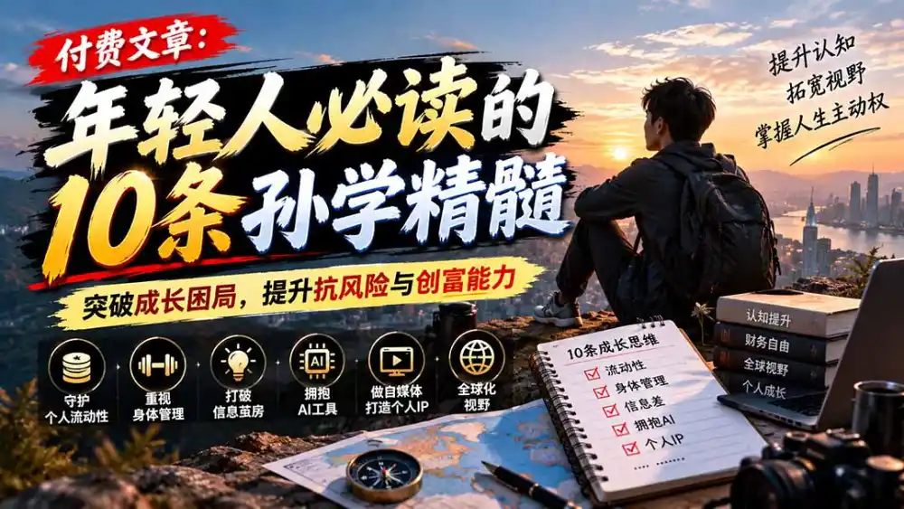 付费文章：年轻人必读的10条孙学精髓，突破成长困局，提升抗风险与创富能力