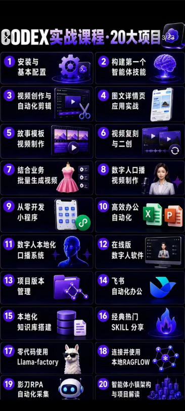 Codex智能体实战全能课|0基础从搭建技能到自动化落地,视频剪辑-办公-知识库-数字人全场景变现教程-百盟网